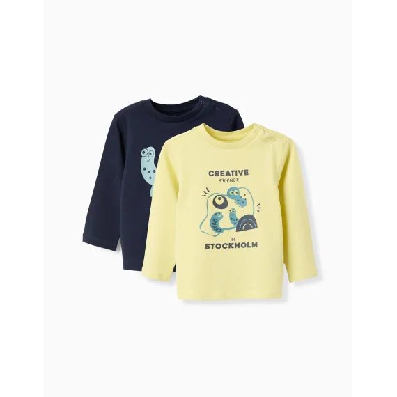 Lot De 2 T-shirts À Manches Longues &lsquo;snail&rsquo; Jaune