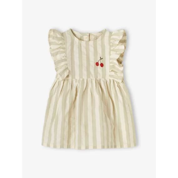 Robe sans manches bébé seersucker vert de gris