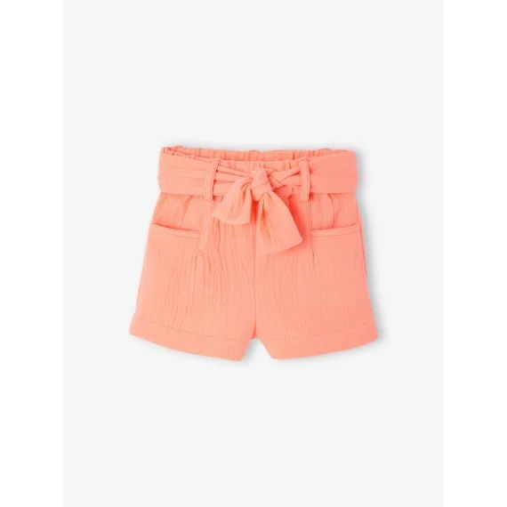 Short bébé en gaze de coton corail