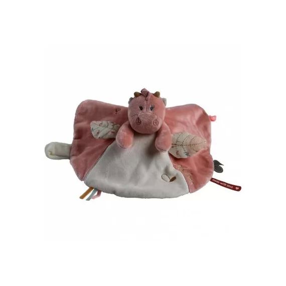 Doudou attache sucette à étiquette dragonne Lina & Joy