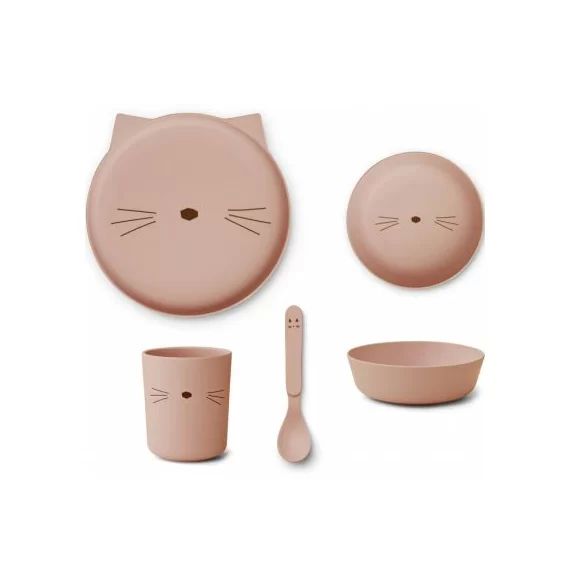 Coffret repas en bioplastique Brody Cat rose blush (4 pièces)