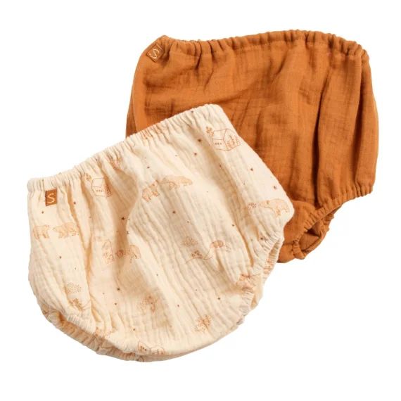 Culotte Bloomer Bébé En Coton Lot De 2 Marron/beige