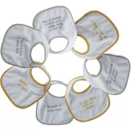 Lot de 7 bavoirs de naissance à velcro Maman et papa d&rsquo;amour