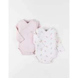 Ensemble De 2 Bodies Popsie En Coton Écru/rose Clair – Blanc Blanc