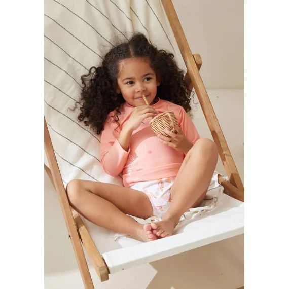 Maillot De Bain Bébé 2 Pièces T-shirt De Protection Uv & Culotte Sumba Rose