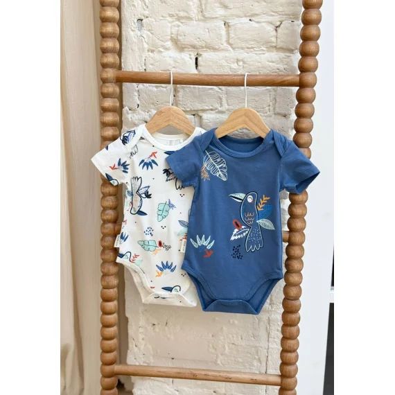 Lot De 2 Bodies Bébé Manches Courtes Mexico Bleu