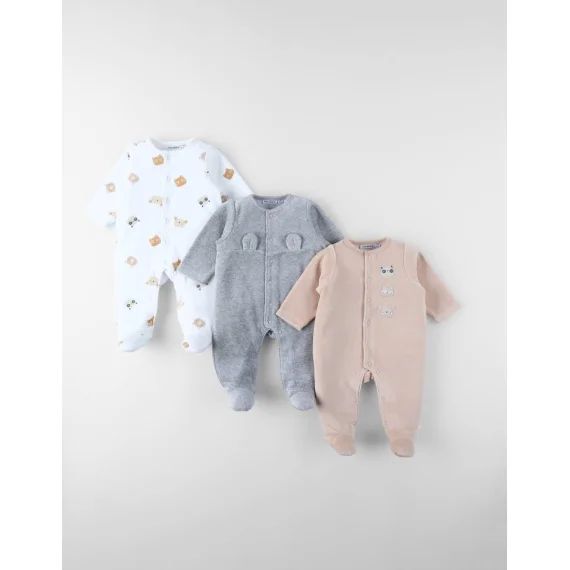 Set De 3 Dors-bien En Velours Ecru