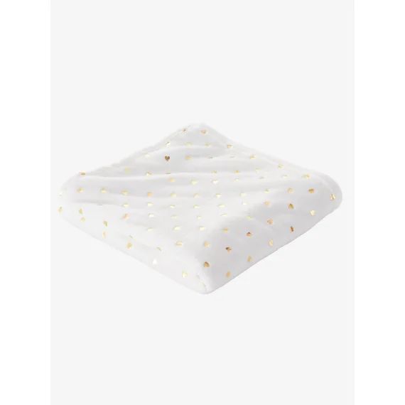 Plaid enfant motifs dorés écru / coeurs dorés