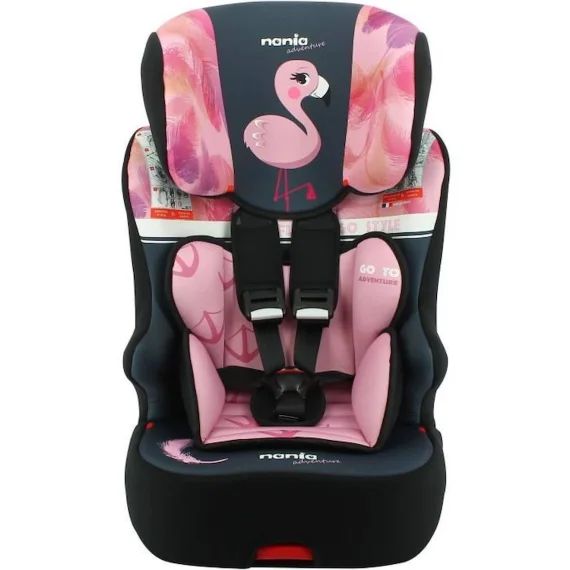 Siège auto NANIA RACER – Isofix – Groupe 1/2/3 (9-36Kg) – Têtière réglable en hauteur – Flamingo – Fabriqué en France rose