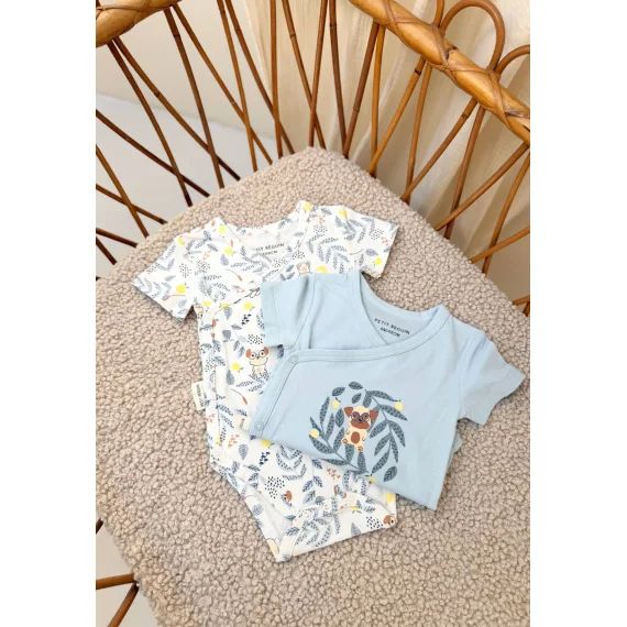 Lot De 2 Bodies Bébé Manches Courtes Ouverture Croisée Zeste D&rsquo;amour Bleu
