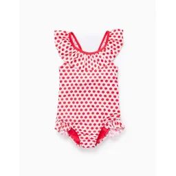 Maillot De Bain À Pois Avec Volants Rouge