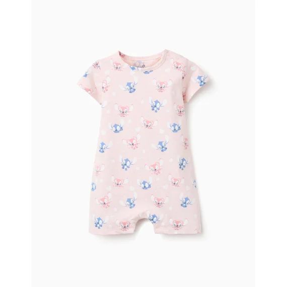 Pyjama-combishort En Coton Lilo Et Stitch Rose Clair