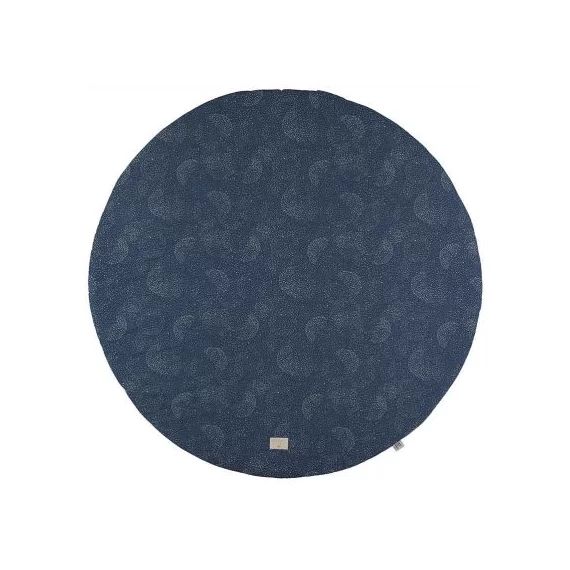 Tapis de jeu rond Full Moon coton bio Gold bubble Night blue (105 cm)
