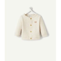 Cardigan en coton beige avec message bébé –  – Soldes