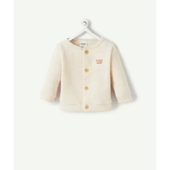 Cardigan en coton beige avec message bébé –  – Soldes
