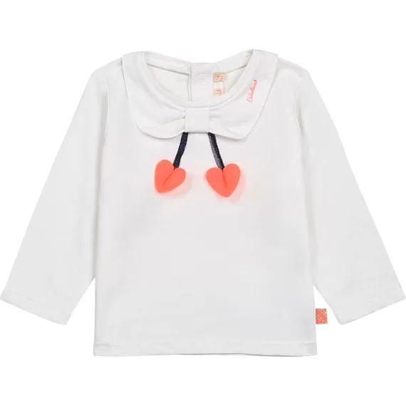 T-shirt en coton col fantaisie Fille Beige