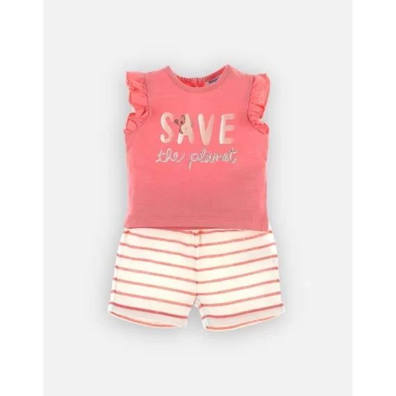 Set t-shirt + short en coton BIO rose