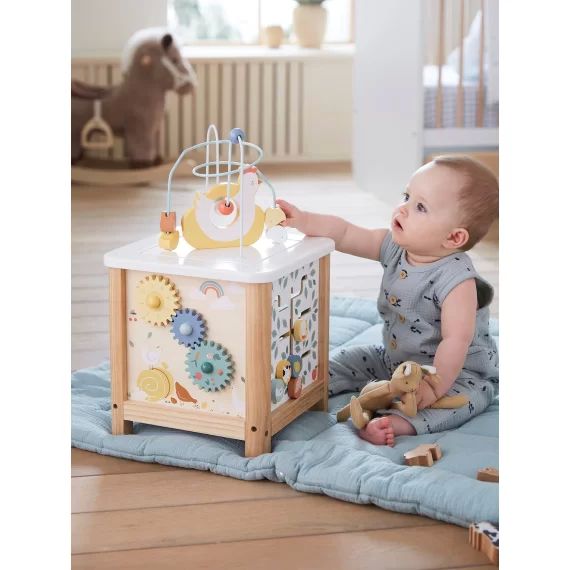 Grand cube d&rsquo;activités en bois FSC® beige lovely farm