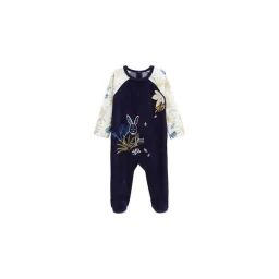 Pyjama Bébé En Velours Gribouille Bleu