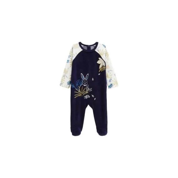 Pyjama Bébé En Velours Gribouille Bleu