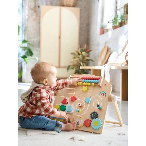 Planche d&rsquo;activités verticale en bois FSC® multicolore