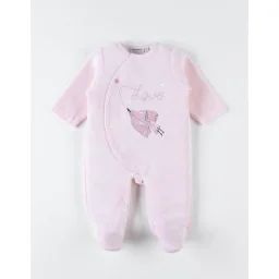 Pyjama 1 Pièce Oiseau En Velours Rose