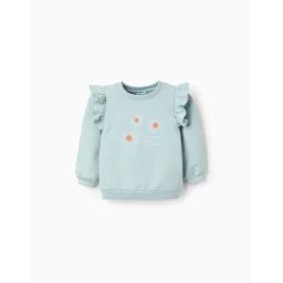 Sweat Avec Broderies Et Volants Bleu Clair