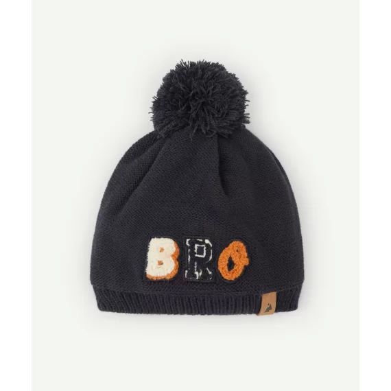 Bonnet bleu avec message bro en fibres recyclées bébé garçon –  – Soldes