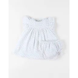 Robe Avec Bloomer Mousseline De Coton Blanc