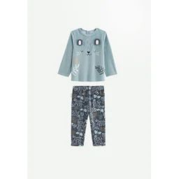 Pyjama Bébé 2 Pièces En Velours Félintrépide Bleu