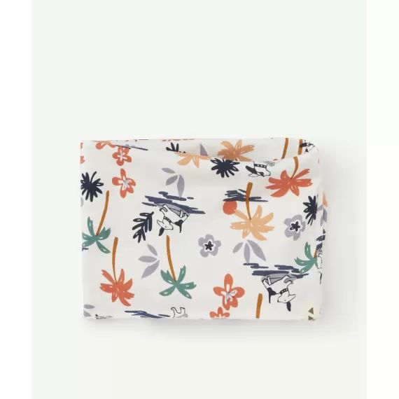 Snood bébé garçon en coton blanc imprimé palmiers et chiens –  – Soldes