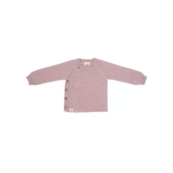 Gilet tricoté en coton bio GOTS rose (0-2 mois)