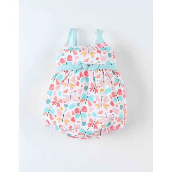 Maillot Double Protection À Imprimé Papillon Rose