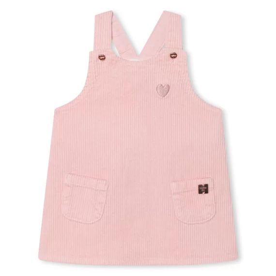 Robe salopette en velours Fille Rose