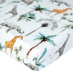 Drap-housse En Satin De Coton Safari Blanc Imprimé Safari