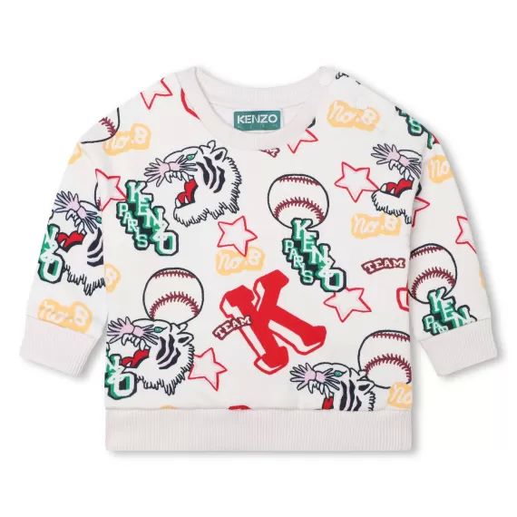 Sweat-shirt en coton imprimé Fille Blanc