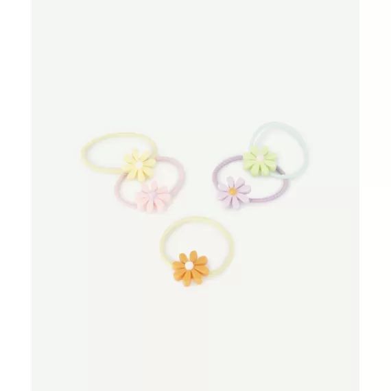 Lot de 5 élastiques bébé fille aux fleurs colorées –  – Soldes