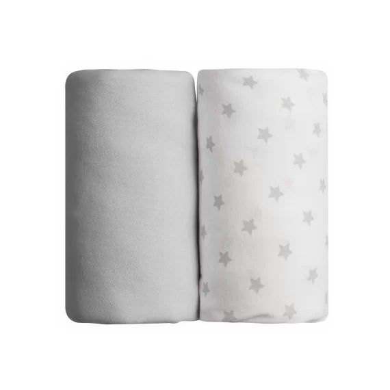 Lot de 2 draps housses étoile gris (60 x 120 cm)