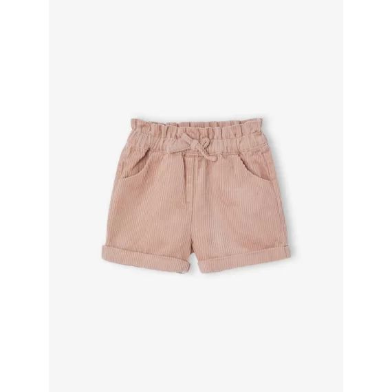 Short en velours côtelé bébé fille rose poudré