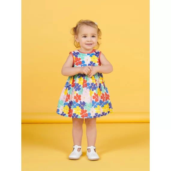 Robe Sans Manches Imprimé Fleuri Coloré Bébé Fille – Ecru