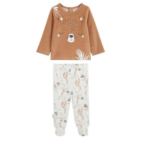 Pyjama bébé 2 pièces en velours Malo marron