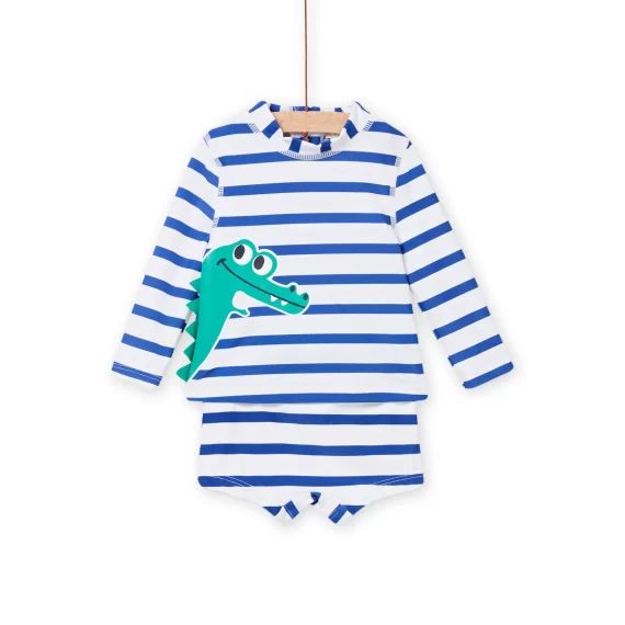 T-shirt Et Boxer De Bain Blancs Et Bleus Bébé Garçon