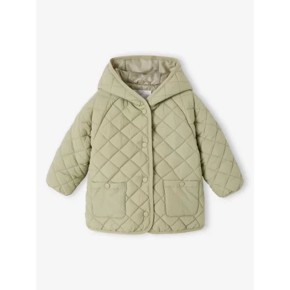 Blouson matelassé bébé avec capuche vert