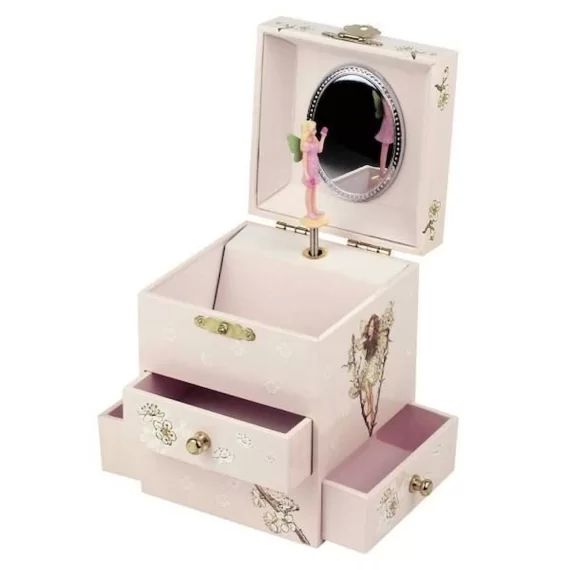 Boite à bijoux musicale Phosphorescente Fée Cerisier rose