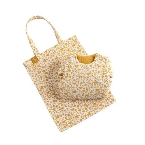 Gigoteuse Naissance En Coton Blanc Imprimé Jaune