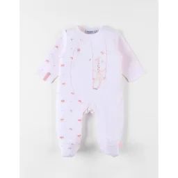Pyjama 1 Pièce Imprimé Papillons Et Girafe En Jersey Clair Rose
