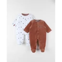 Set de 2 pyjamas dors-bien imprimé ours en velours beige