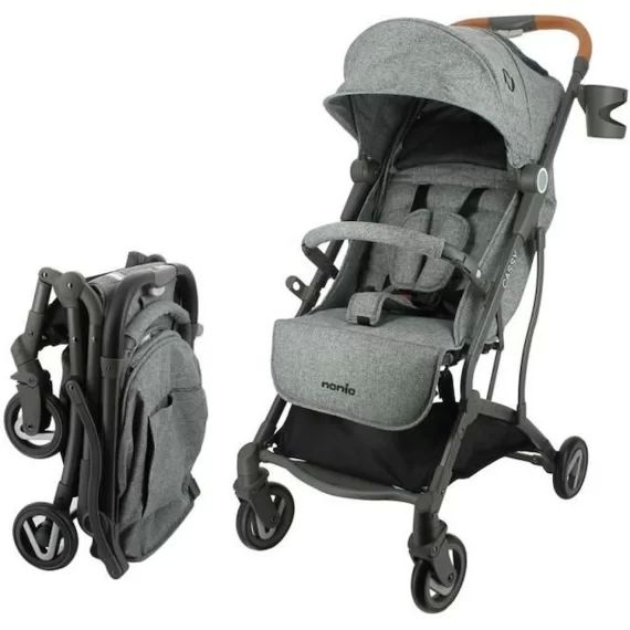 NANIA Poussette citadine Cassy – 6-48 mois – Jusqu&rsquo;à 22kg – Dossier réglable – 4 roues pivotantes avec amortisseurs noir