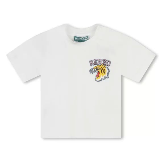 T-shirt pressionné en coton Fille Blanc