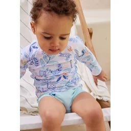 Maillot De Bain Bébé 2 Pièces T-shirt De Protection Uv & Boxer Gamboa Bleu